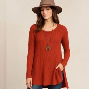 Free People Ventura Thermal Top Burnt Orange Rust Size small